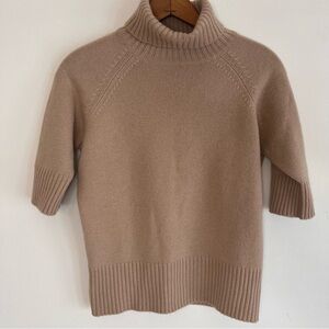Bloomingdales Vintage Cashmere Sweater Size PS Turtleneck Tan Minimalist